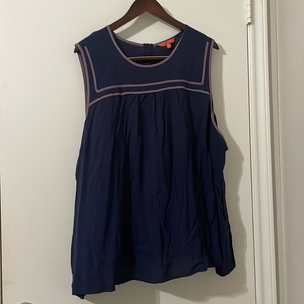 Modcloth Navy and Purple Trim Sleeveless Blouse Size 4 X